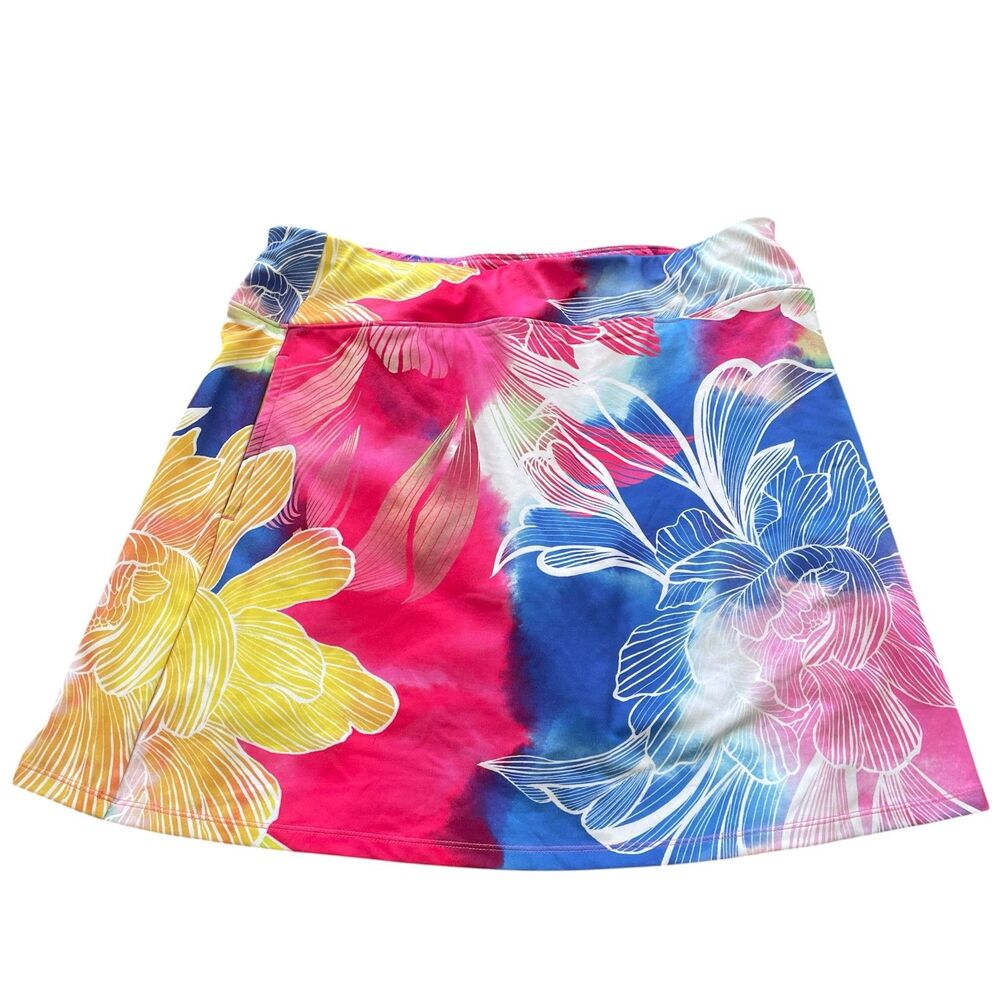 T by Talbots Watercolor Multicolor Skort Sz Large P Athletic Pickleball Tennis
